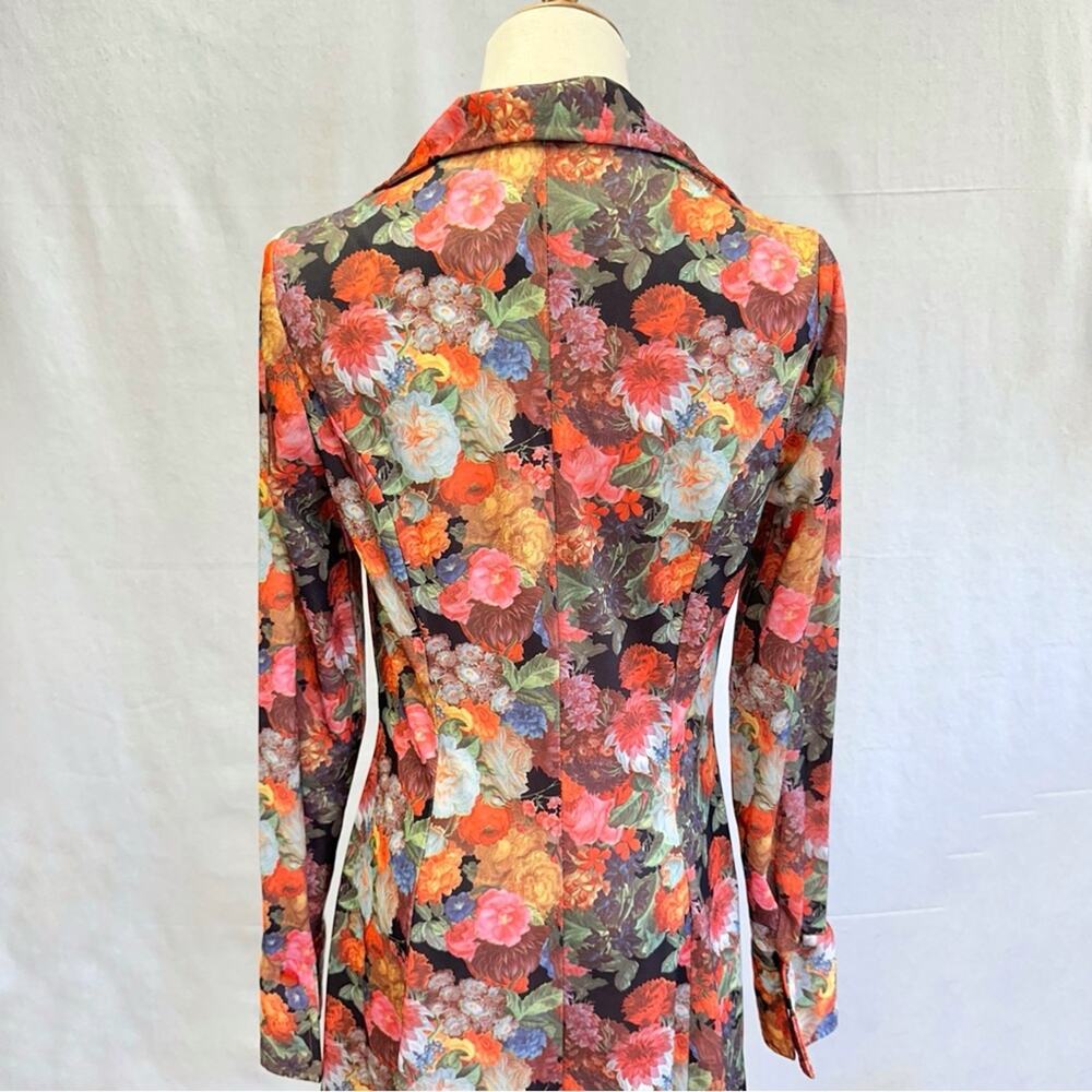 Vintage 70s Garden Colorful Floral Button Down Midi Shirt Dress Size 14 - Picture 7 of 16